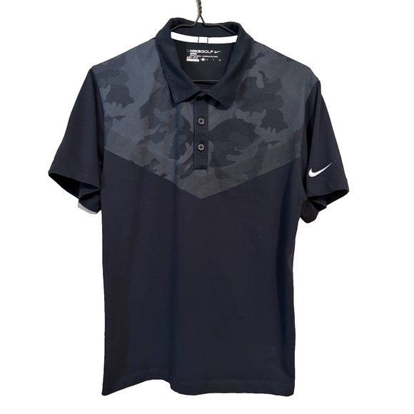 Nike Other - Nike Men's Small Golf Polo Dri-Fit Black Gray Camo Block Pattern